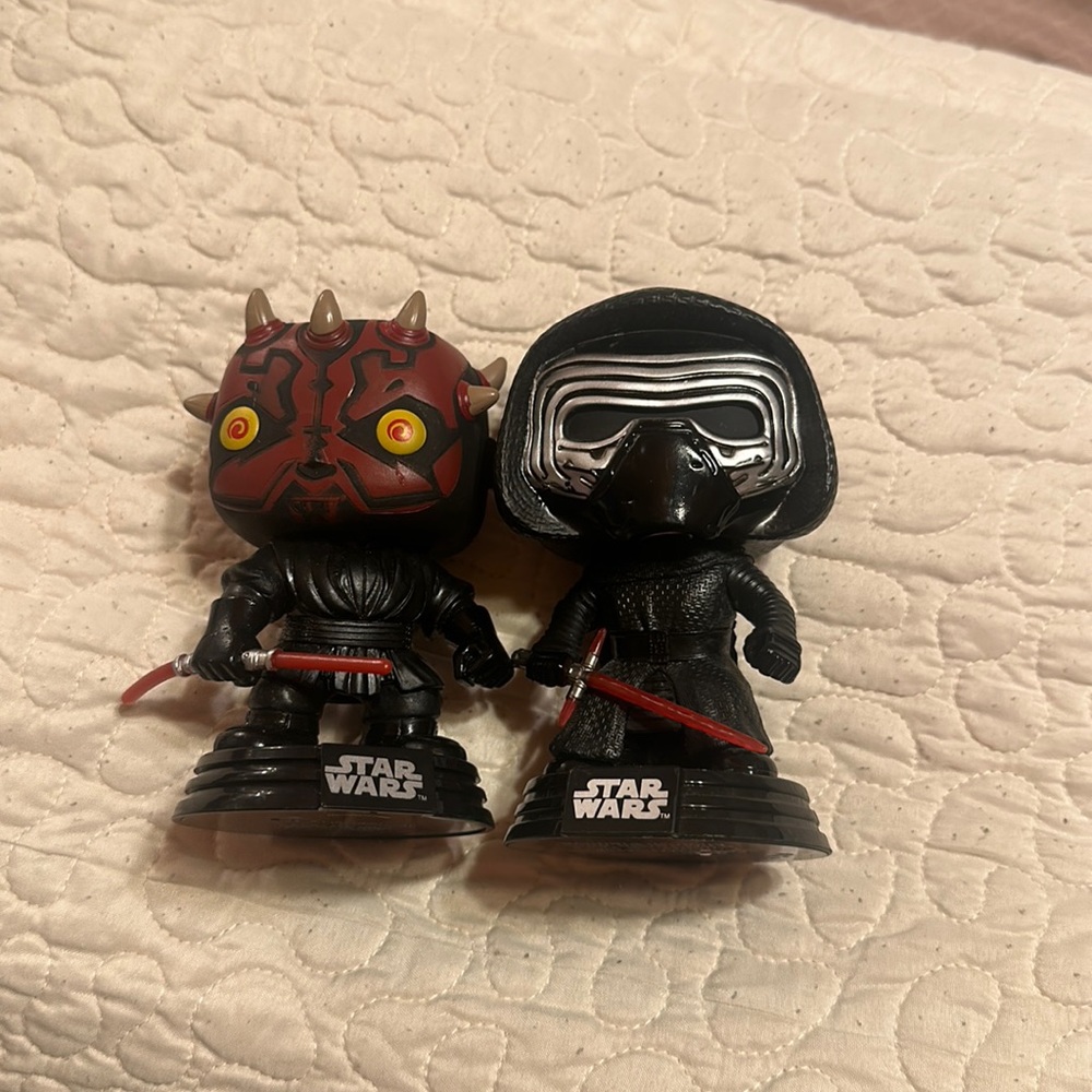 Kyro Ren and Darth Maul Funko Pop OUT OF BOX